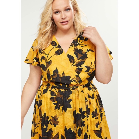 Lane Bryant Textured Faux-Wrap Midi Dress NWT - Picture 2 of 2